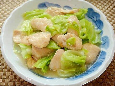 鶏むね肉とキャベツの白だし煮